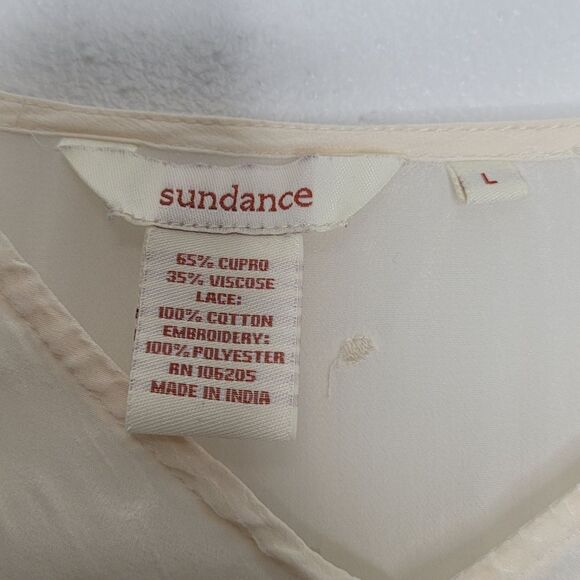 Sundance Swiss Dot Crochet Short Sleeve Top in Cream Ivory Boho size large - Picture 3 of 5